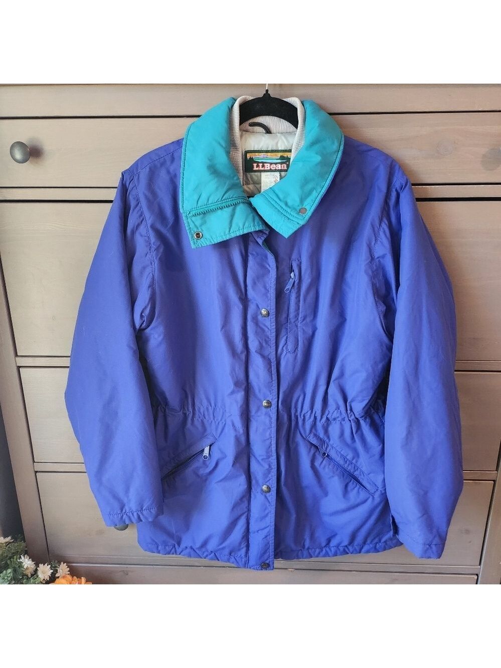 LL Bean Vintage Blue and Teal Jacket  Winter Coat Womens Medium
